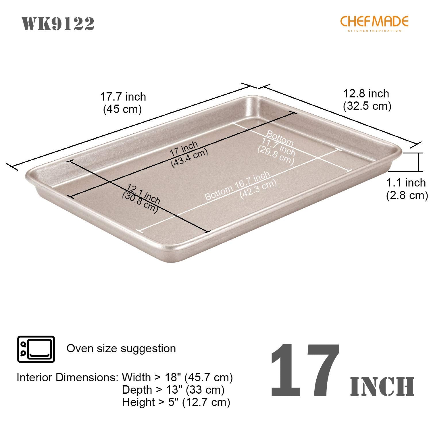 Borde de acero al carbono 0,8 mm de CHEFMADE para mayor durabilidad
