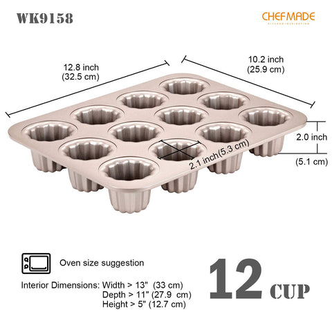 CHEFMADE molde canelé acero carbono 0,8 mm ofrece calor uniforme.
