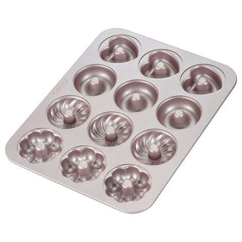 CHEFMADE molde de donas 12 cavidades antiadherente para desmoldar fácilmente durante el horneado