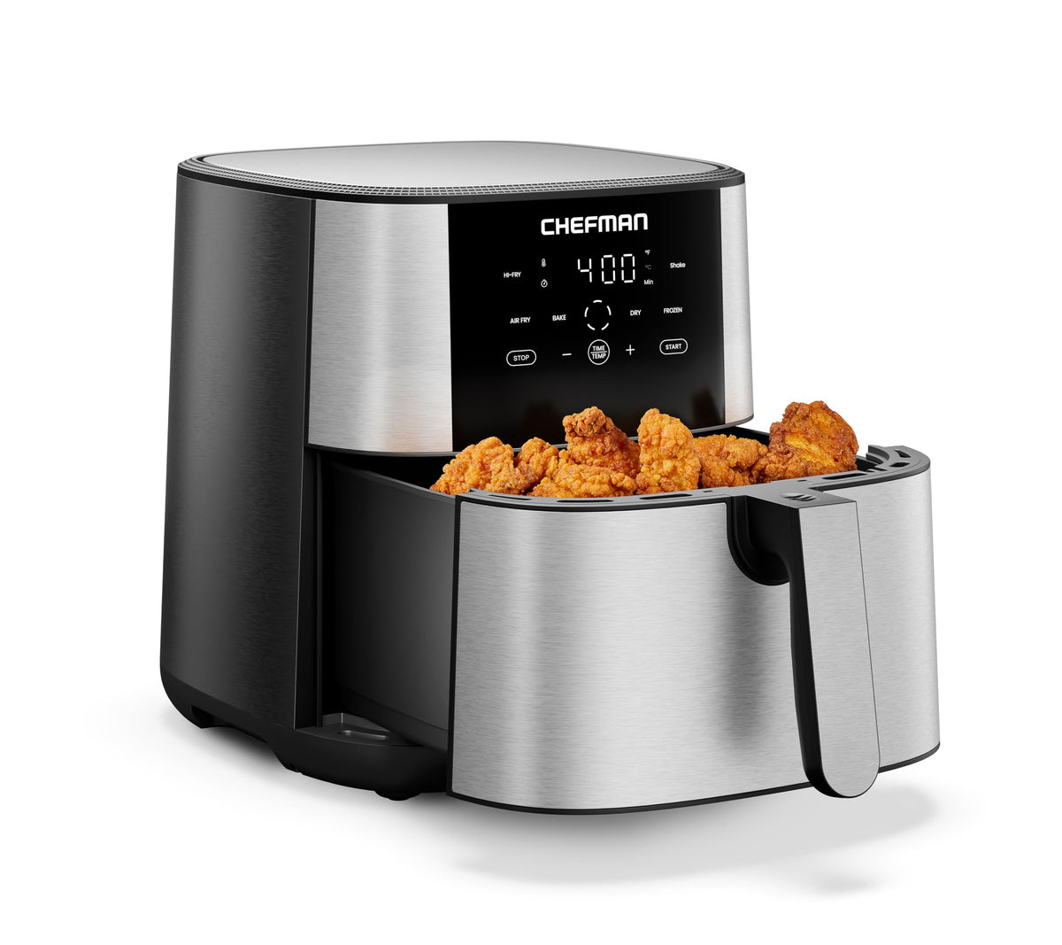 Chefman Air Fryer 8 Qt con bandeja antiadherente para frituras crujientes.