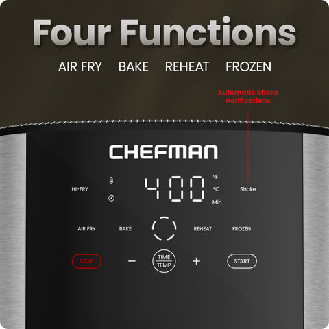 Fácil limpieza con cesto antiadherente del Chefman Air Fryer 8 Qt.
