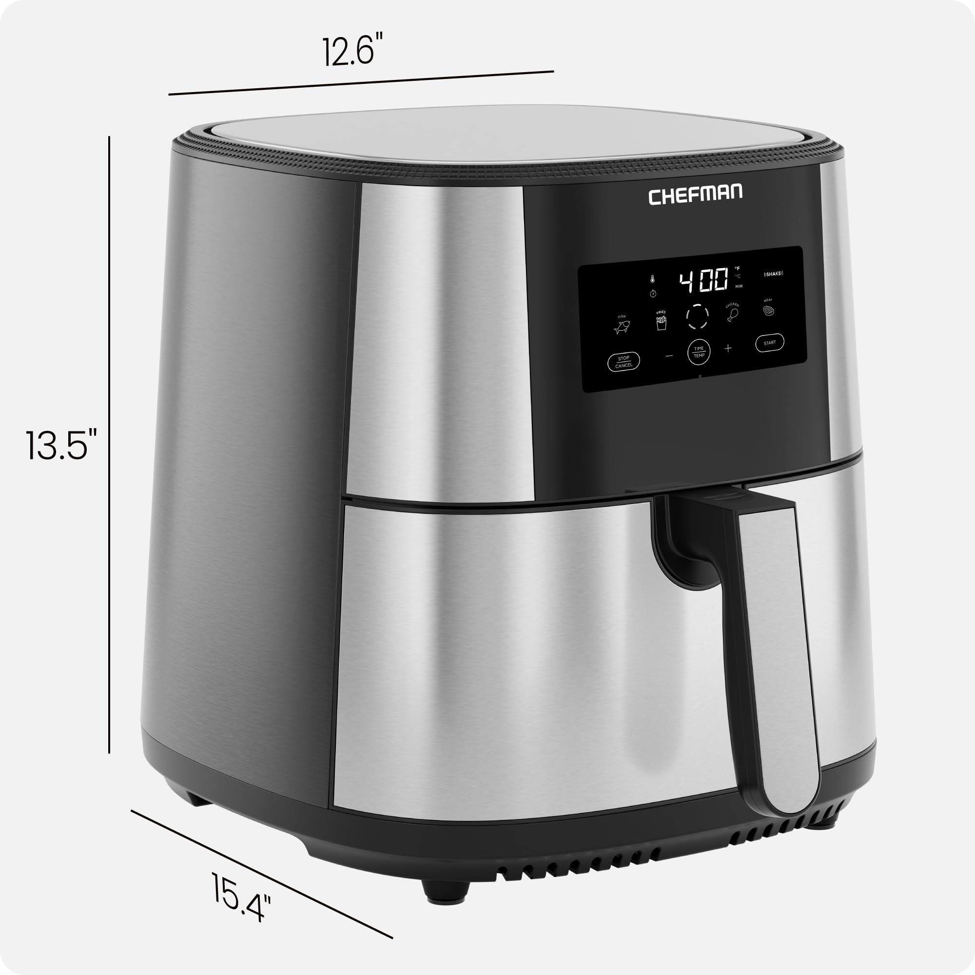 Panel táctil del Chefman Air Fryer 8 Qt para control preciso.