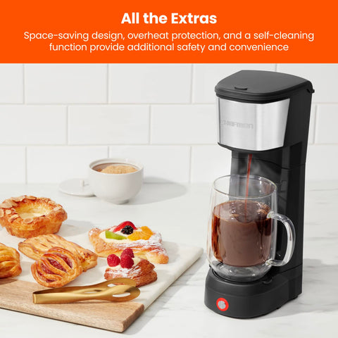 Diseño compacto de Chefman InstaCoffee para escritorio o habitación