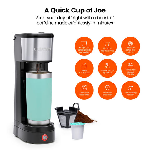 Chefman InstaCoffee con cápsulas K-Cup y filtro reutilizable para mayor flexibilidad