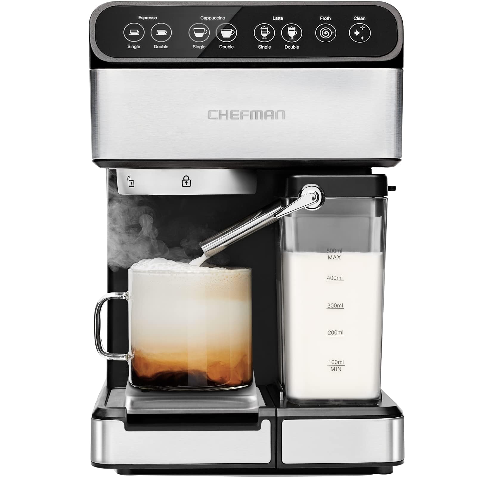 Chefman máquina espresso 6 en 1 lista para preparar café de calidad en casa.