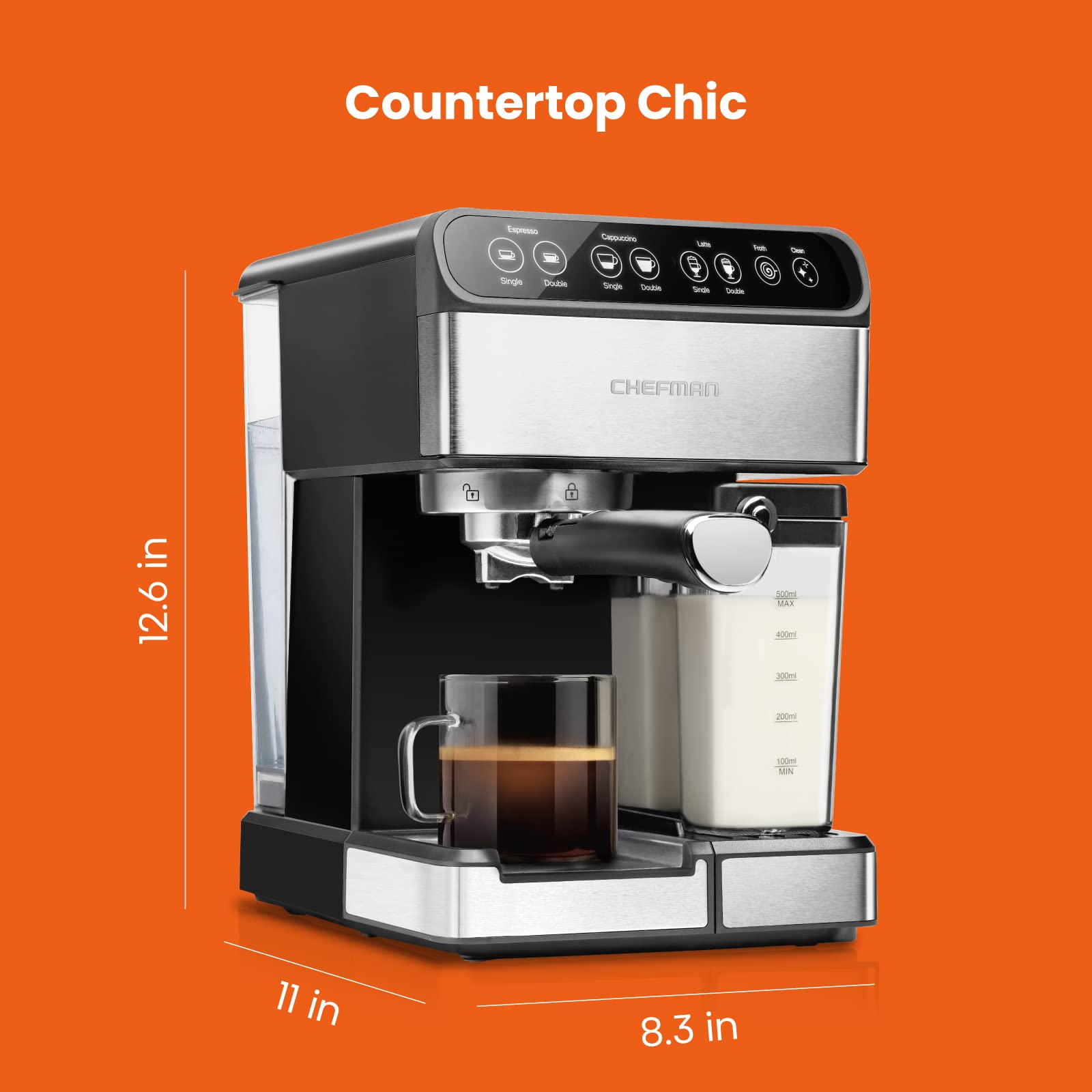 Chefman prensador y medidor para espresso a tu gusto.
