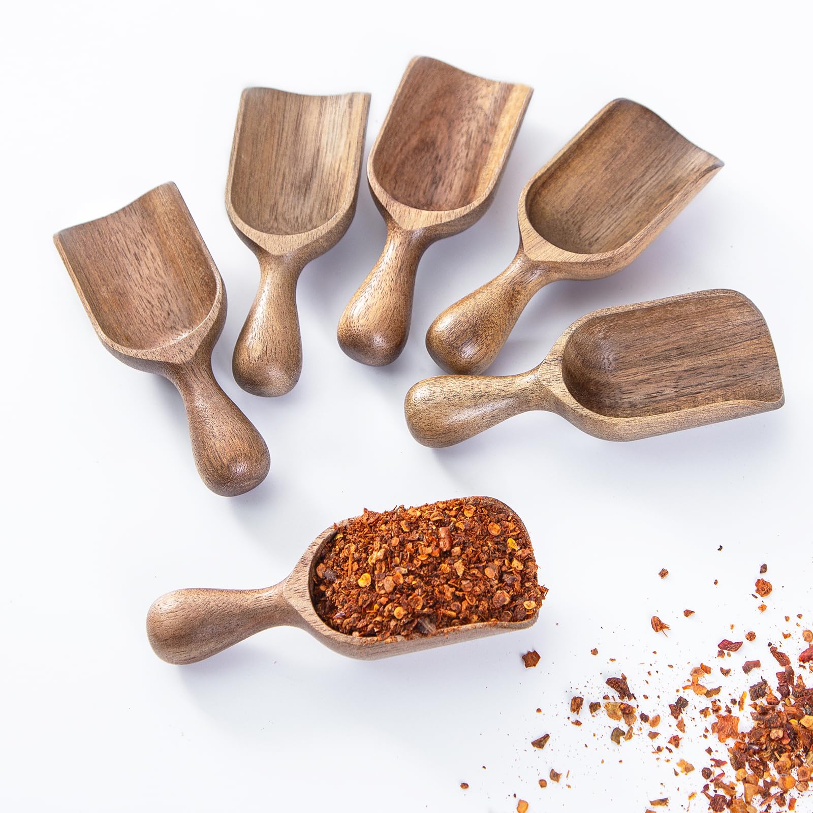 CHEF OLÉ, juego de 6 cucharas de madera para botes, ayuda a medir y organizar.