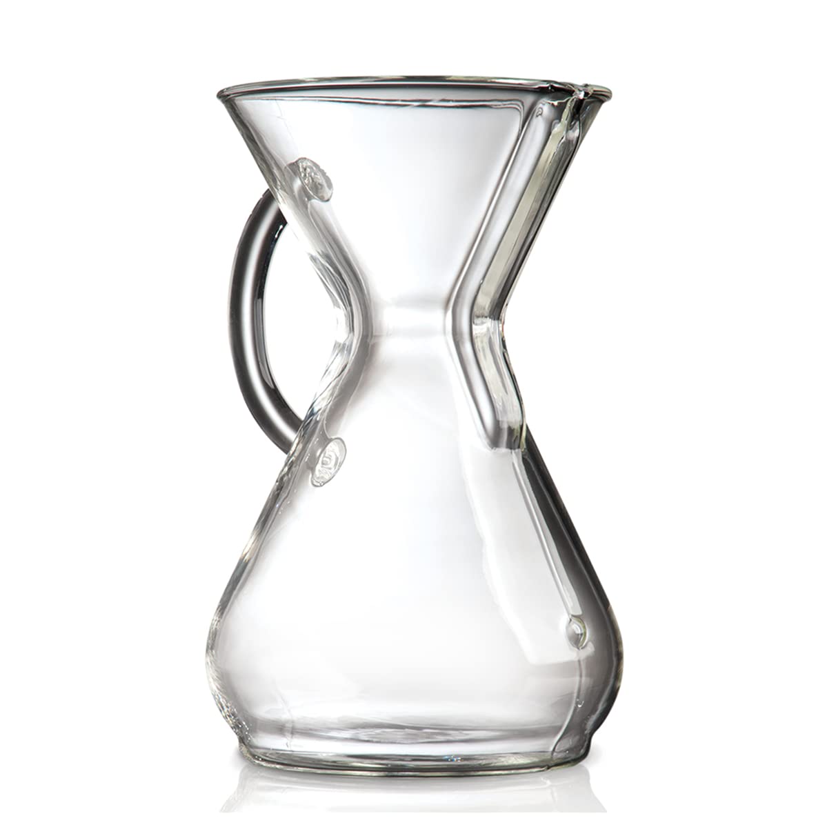 Chemex con mango de cristal para vertidos uniformes y aroma limpio.