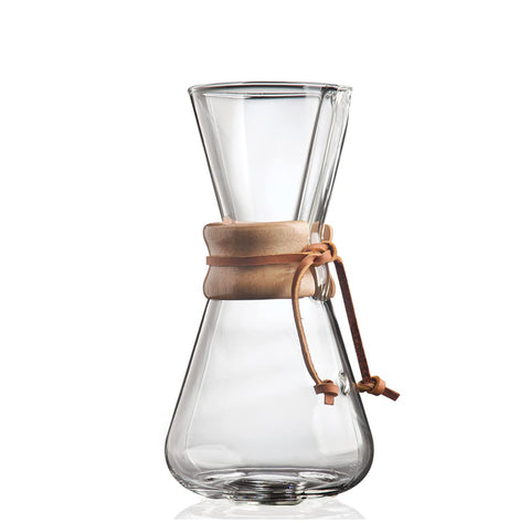 Chemex, vaso de cristal 3 tazas, mantiene el aroma puro para un café elegante.