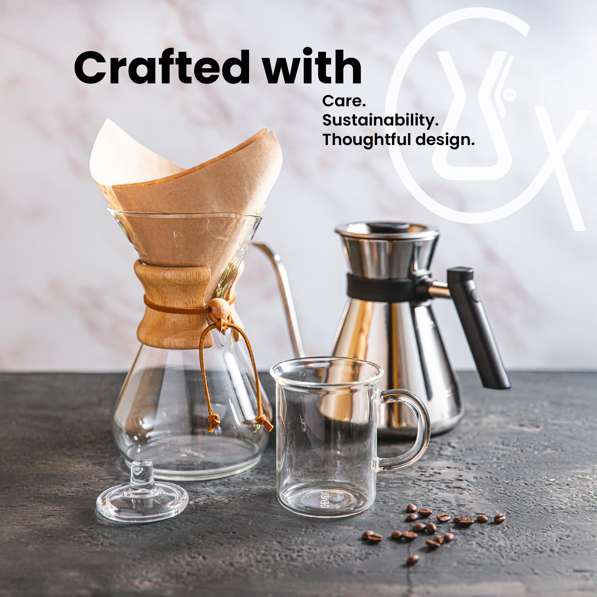 Chemex filtro Bonded cuadrado 100 unidades, compatible con la mayoría de cafeteras Chemex (excluye CM-1/CM-1C/CM-1GH).