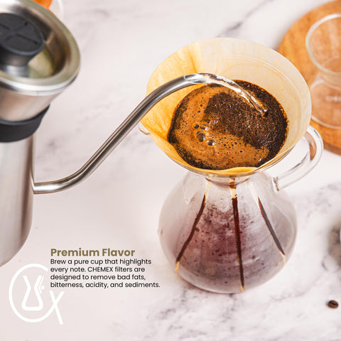 Chemex filtro Bonded cuadrado 100 unidades, diseño 20-30 por ciento más grueso reduce sedimentos.
