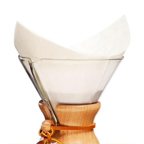 Chemex filtro Bonded cuadrado 100 unidades, empaque exclusivo para mejor presentación.
