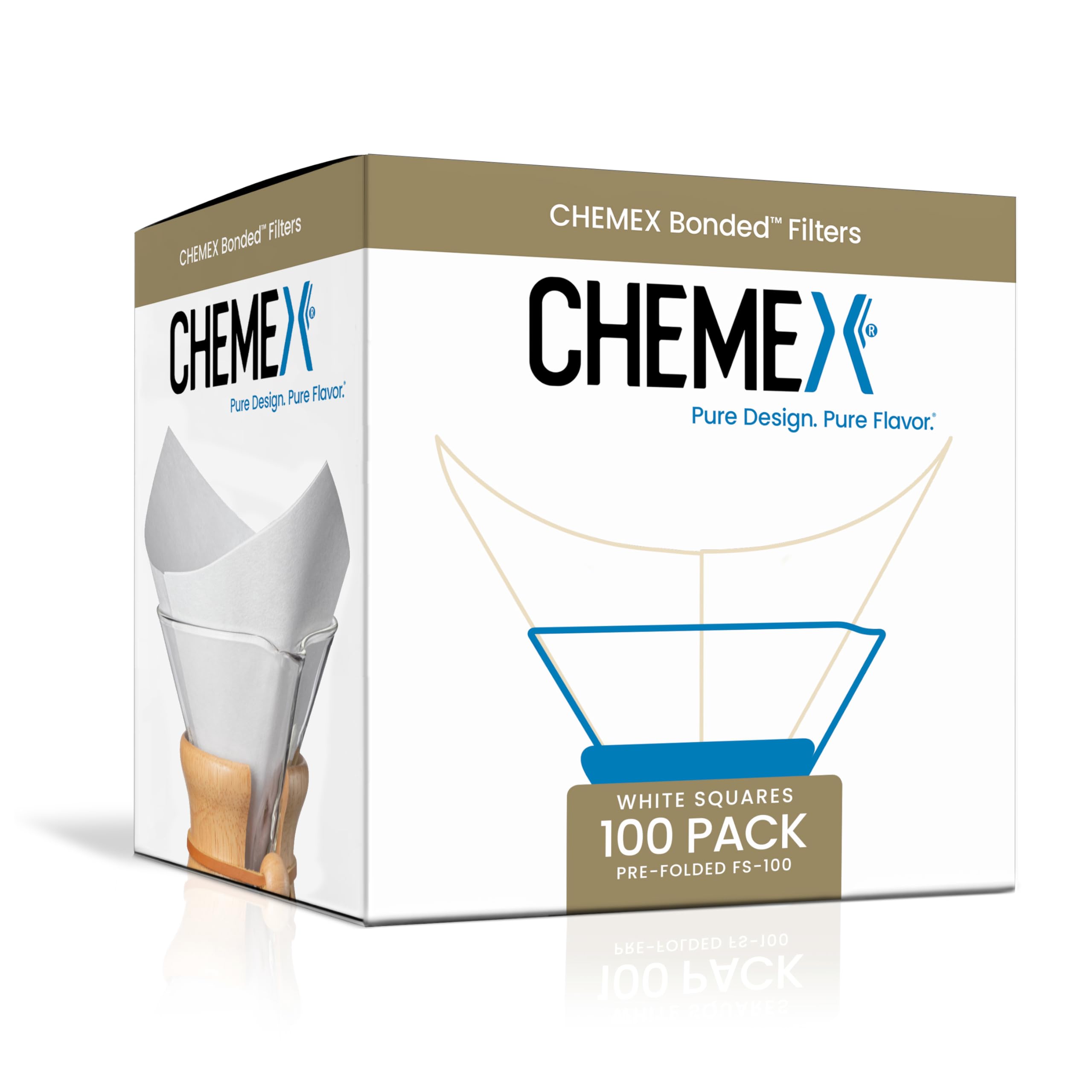 Filtros Chemex cuadrado unidos para extracción uniforme y sabor limpio.