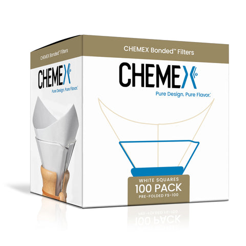 Filtros Chemex cuadrado unidos para extracción uniforme y sabor limpio.