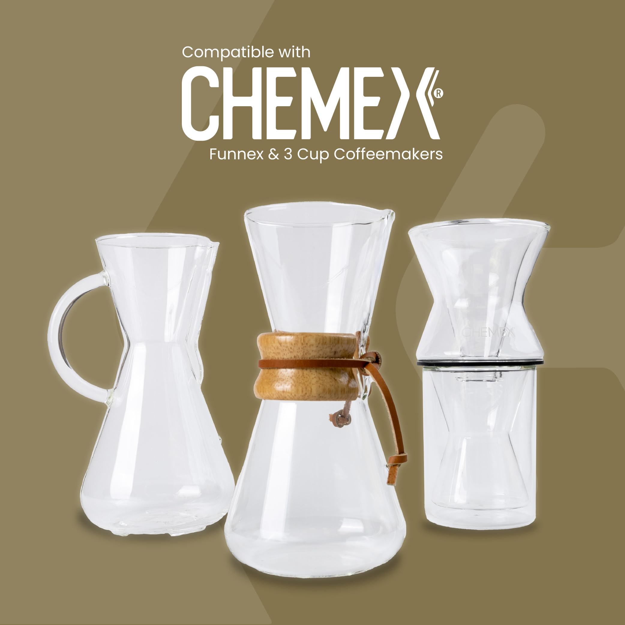 Chemex Filtro Natural Media Luna, compatible con cafeteras cónicas filtradoras.