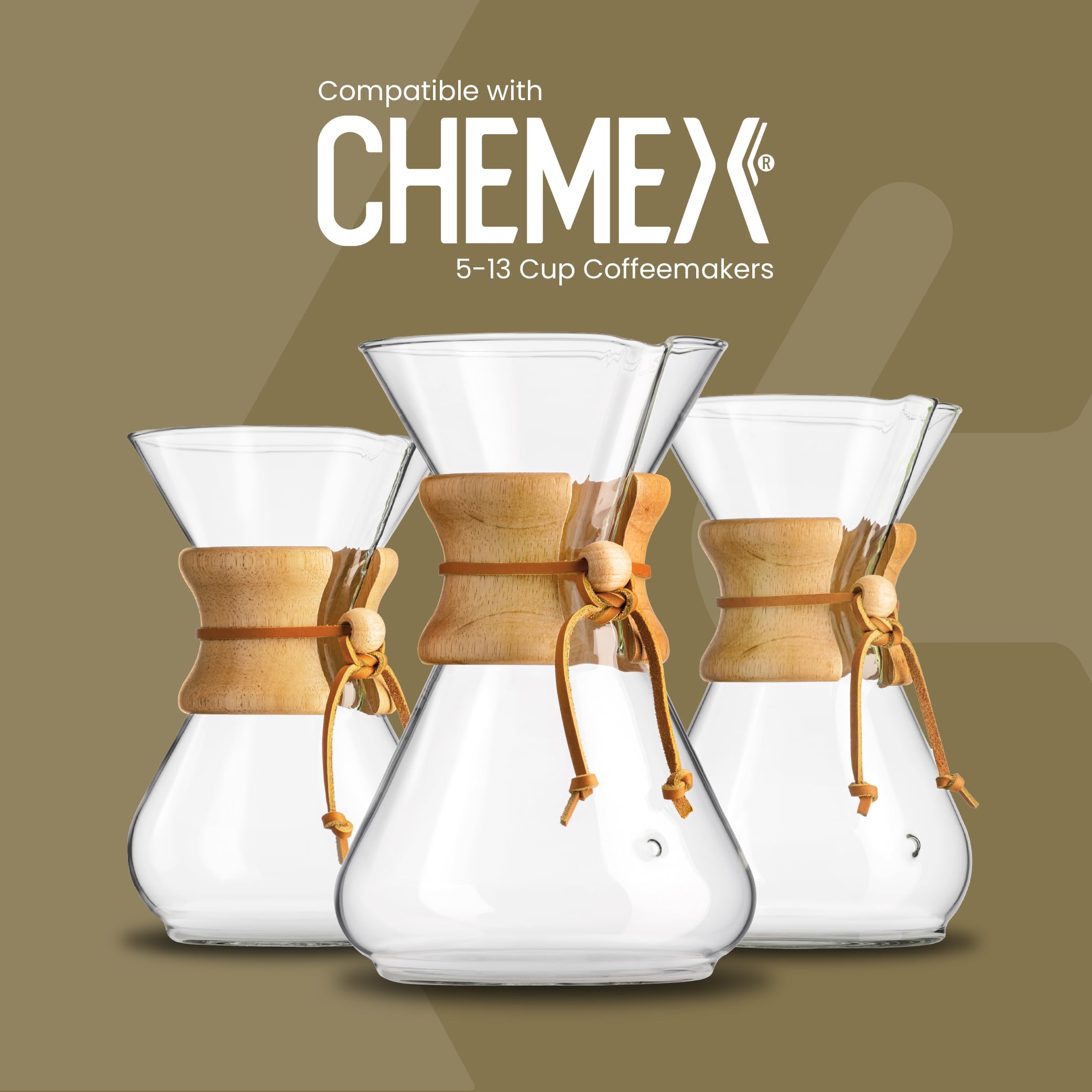 Infusión lenta con filtros Chemex para un perfil suave.