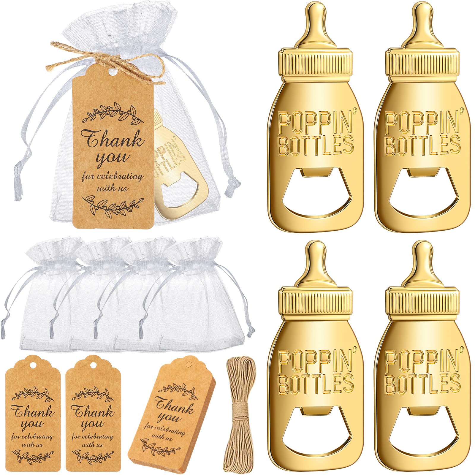 CHENGU abrebotellas bebé pop dorado para fiestas temáticas y recuerdos.