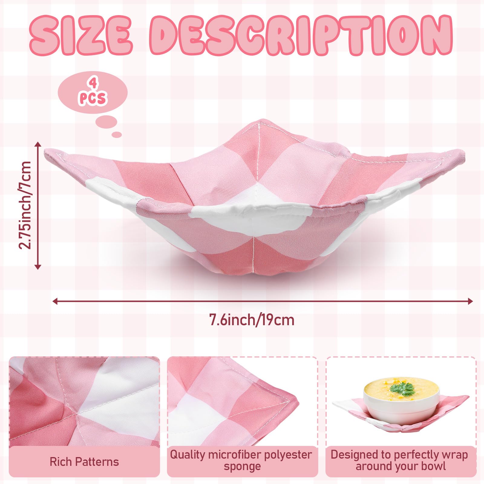 CHENGU conjunto de 4 protectores para tazones rosas, ideal para calentar sin quemaduras