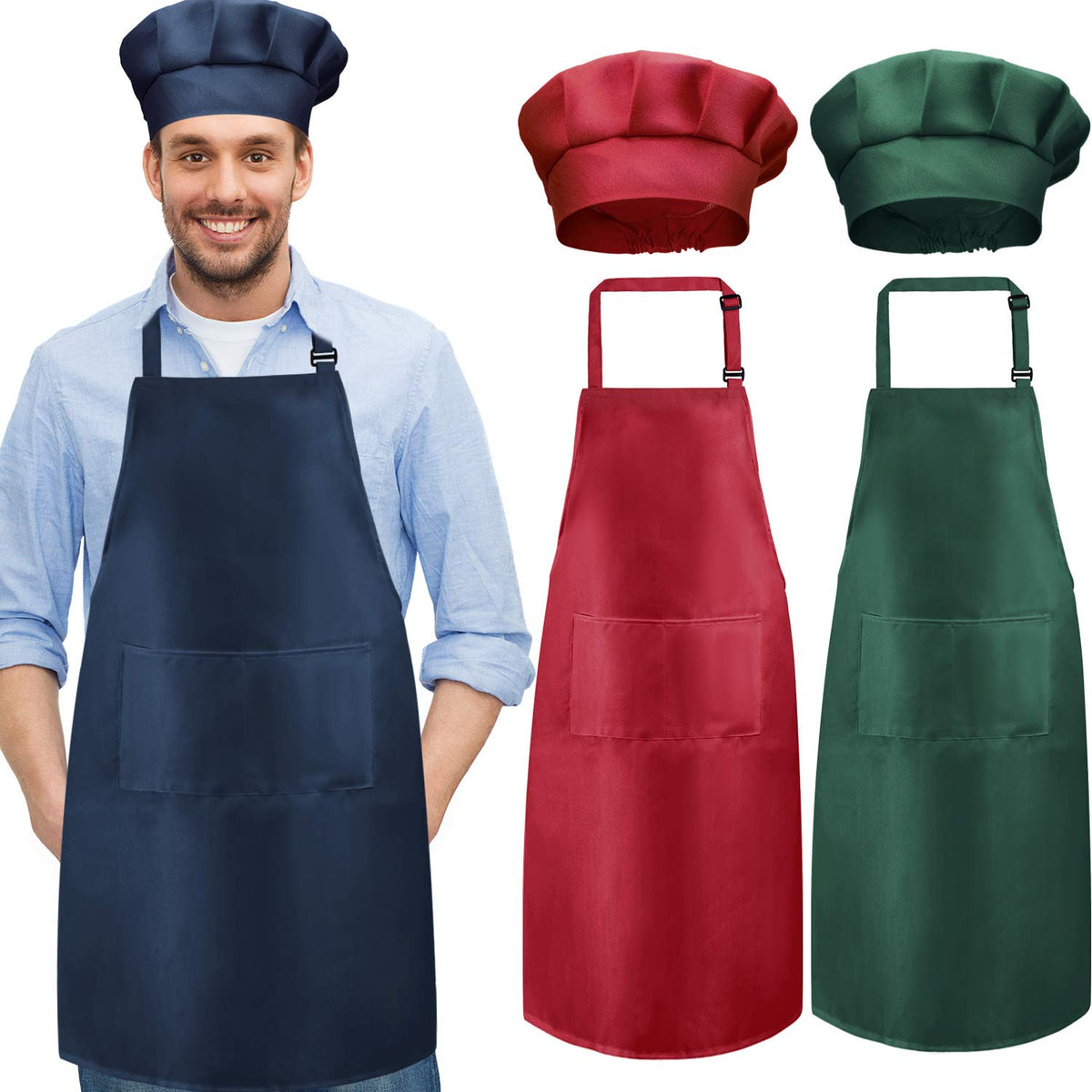 CHENGU conjunto de delantal y gorro: ideal para cocinas profesionales y hogareñas.