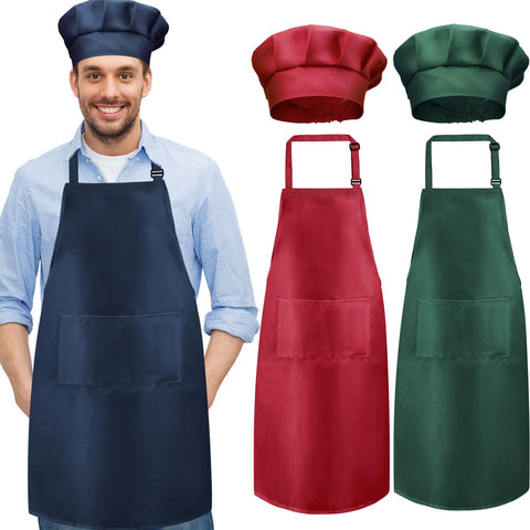 CHENGU conjunto de delantal y gorro: ideal para cocinas profesionales y hogareñas.