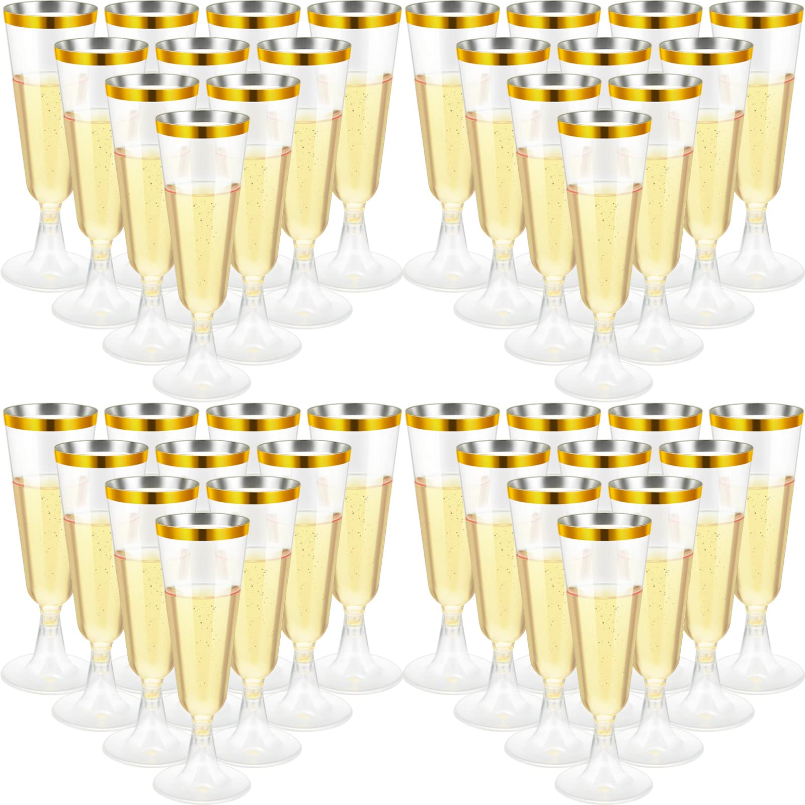 CHENGU copas champán plástico doradas para brindis elegantes en bodas