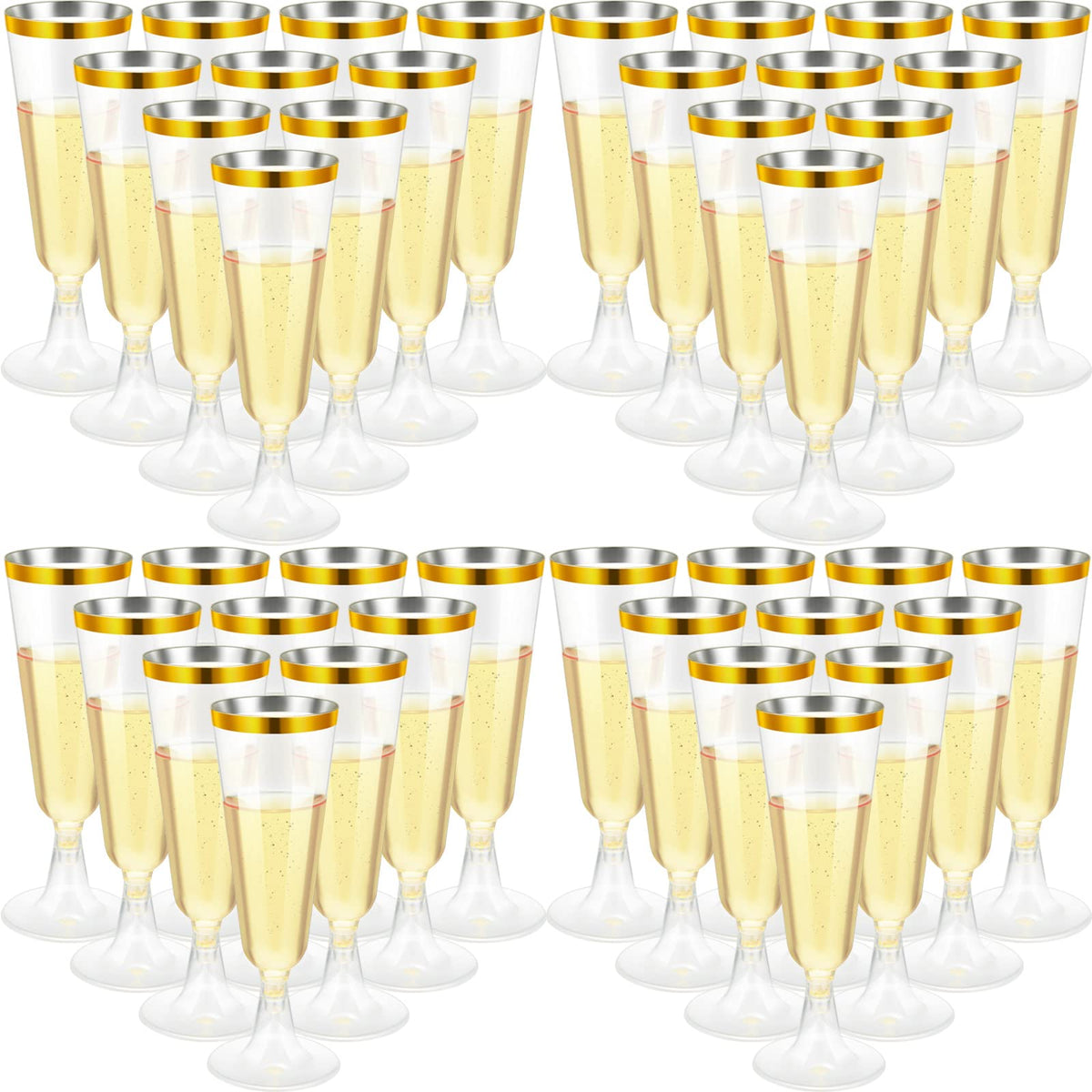 CHENGU copas champán plástico doradas para brindis elegantes en bodas