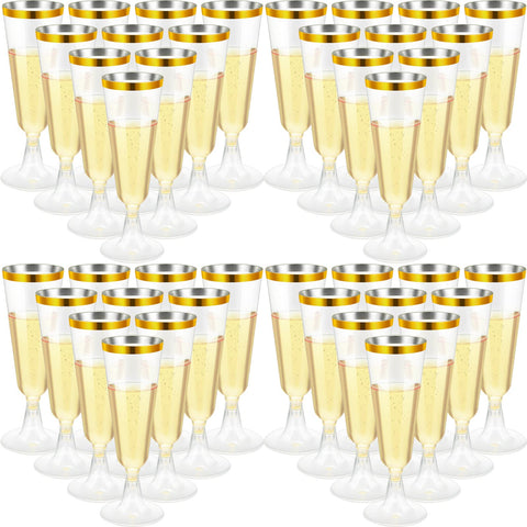 CHENGU copas champán plástico doradas para brindis elegantes en bodas
