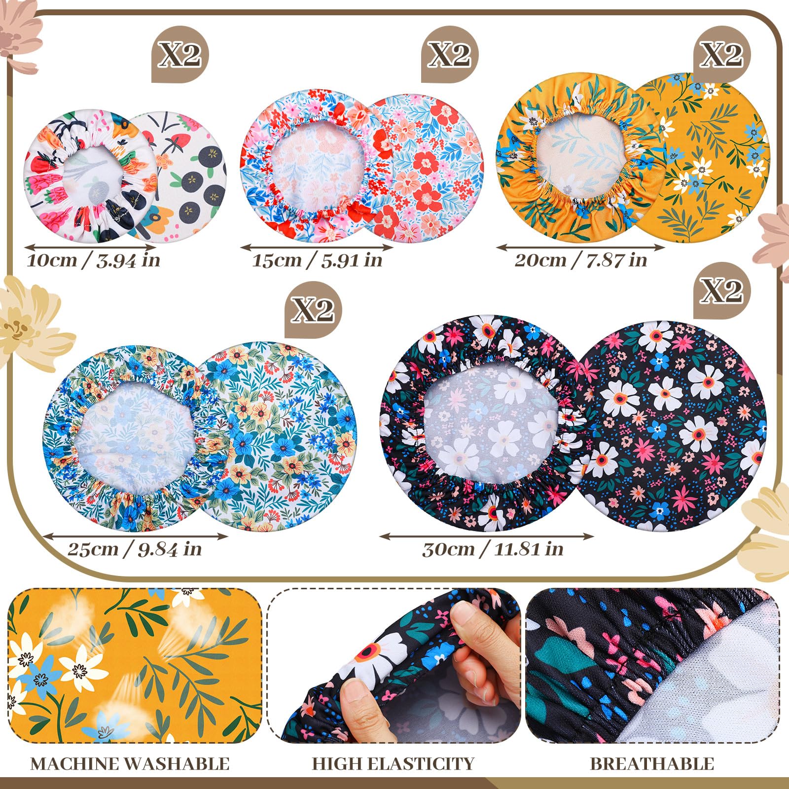 CHENGU cubiertas de tela para cuenco de 30 cm, duraderas y aptas para el frigorífico.