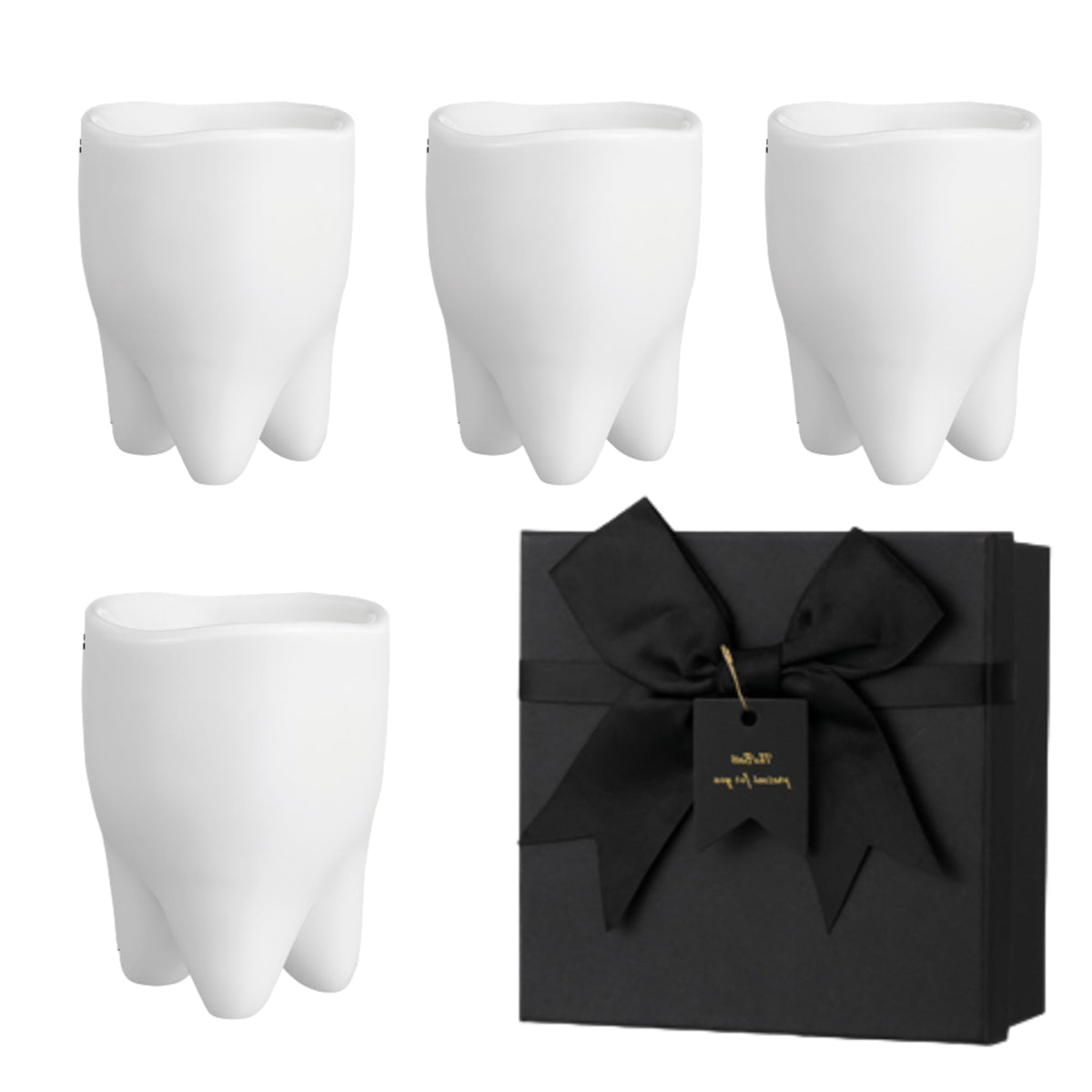 CHENGU diente shot cerámico alto 8 cm, ideal como regalo divertido y colección dental.