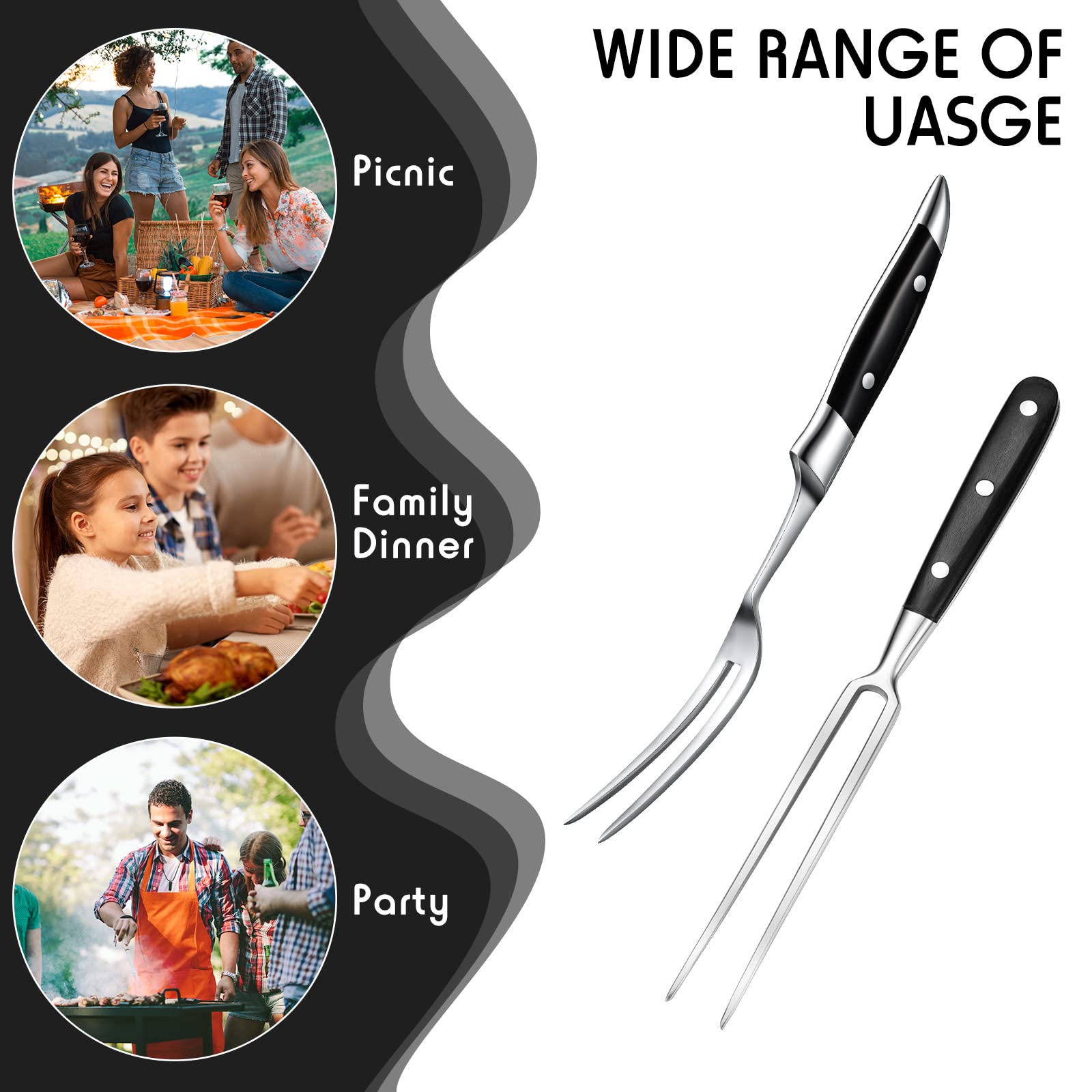 CHENGU pack 2 tenedores carne, conjunto práctico para barbacoas.