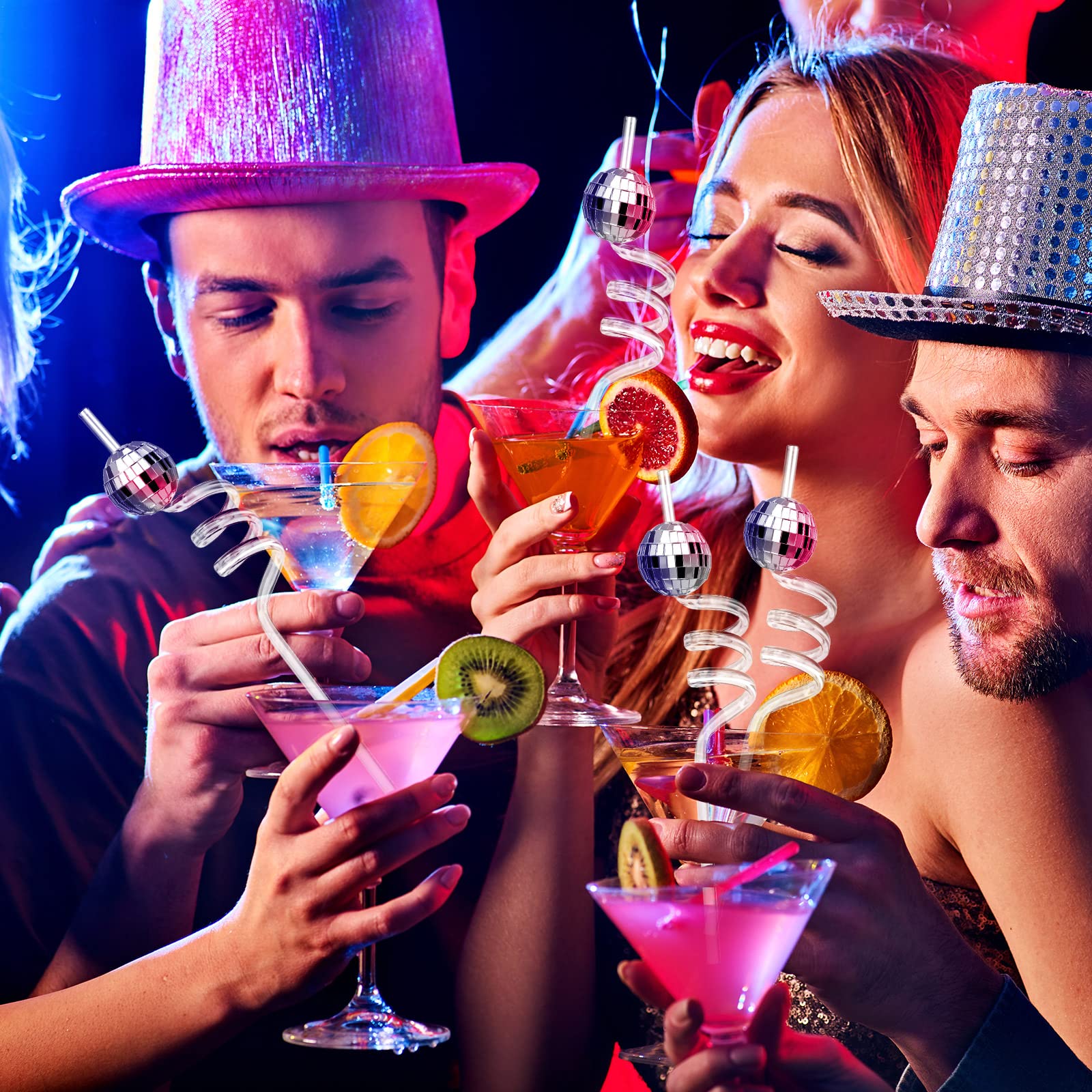 CHENGU pajitas disco bola espejo: perfectas para cócteles y bebidas festivas