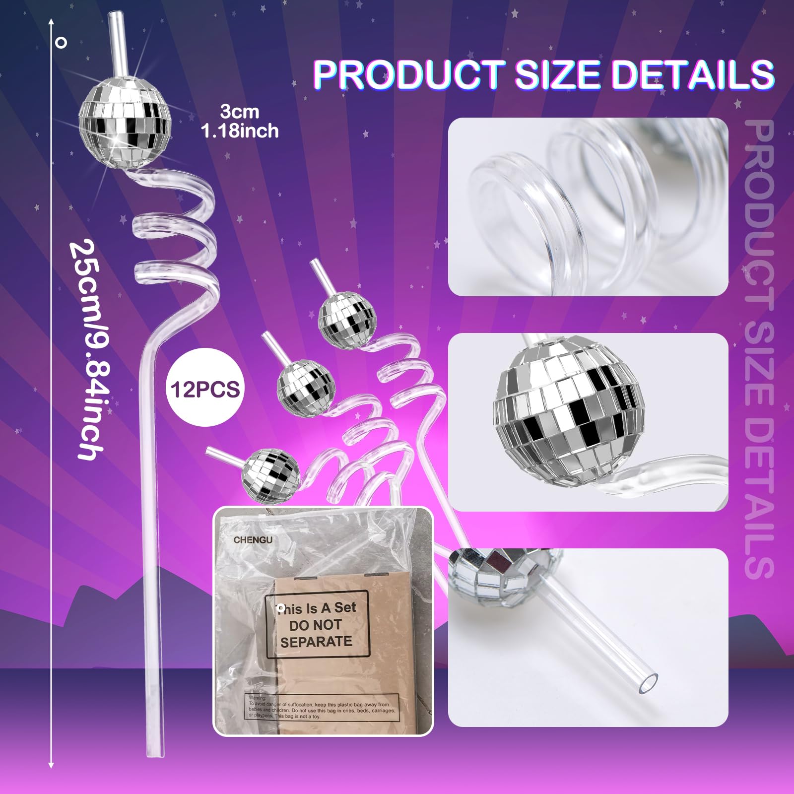 CHENGU pajitas disco bola espejo: ideal para fiestas 70s