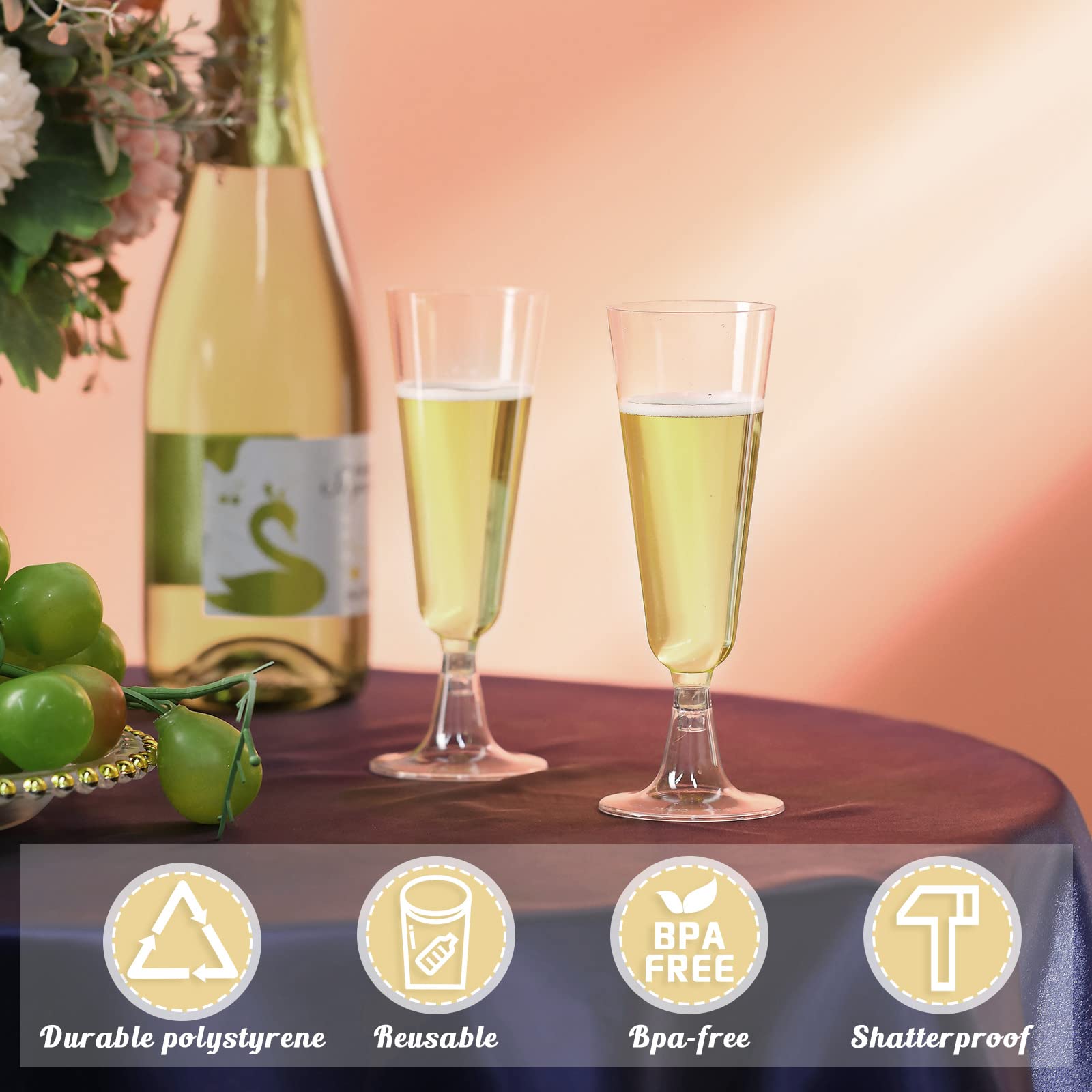 Paquete económico CHENGU de copas de champagne desechables para reuniones grandes.