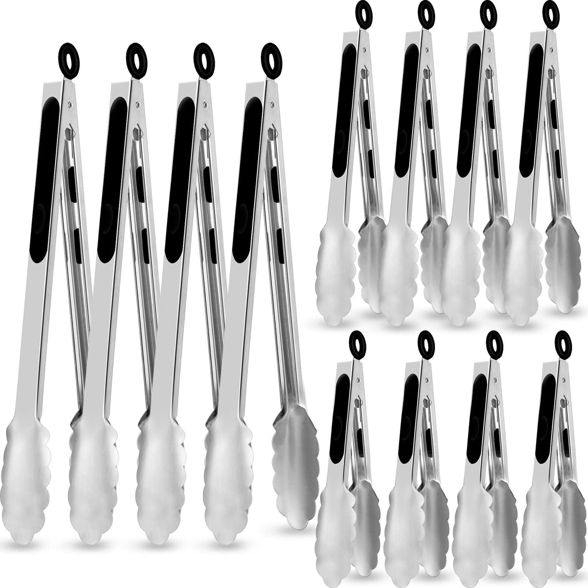 Chengu pinzas de cocina de acero inoxidable 7 pulgadas para voltear y servir.