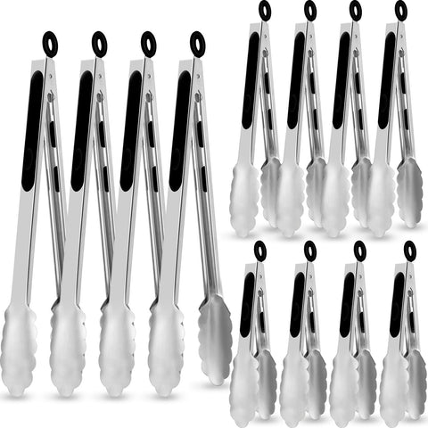 Chengu pinzas de cocina de acero inoxidable 7 pulgadas para voltear y servir.