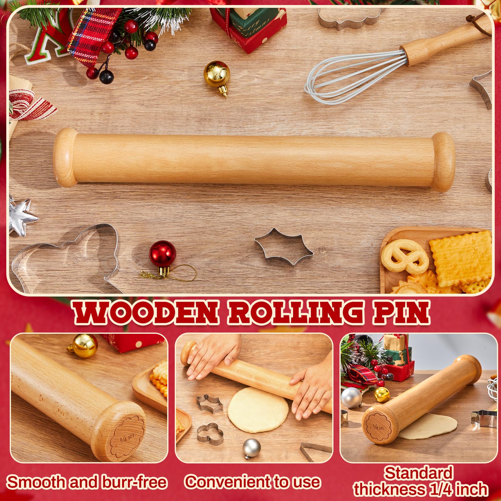CHENGU rodillo de masa con bordes decorativos para repostería navideña