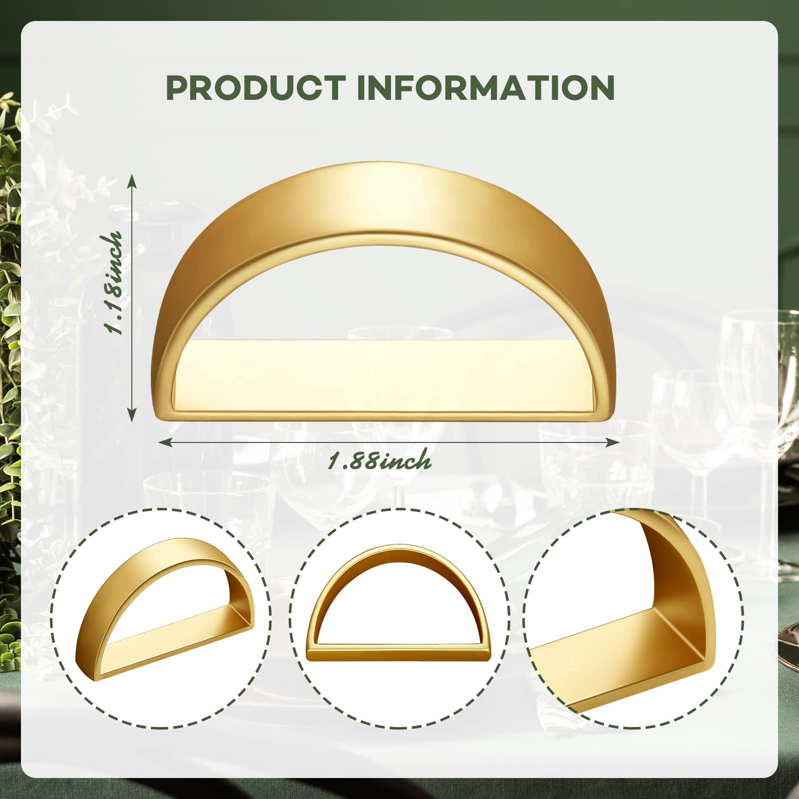 CHENGU servilletero semicircular oro mate detalle de acabado refinado