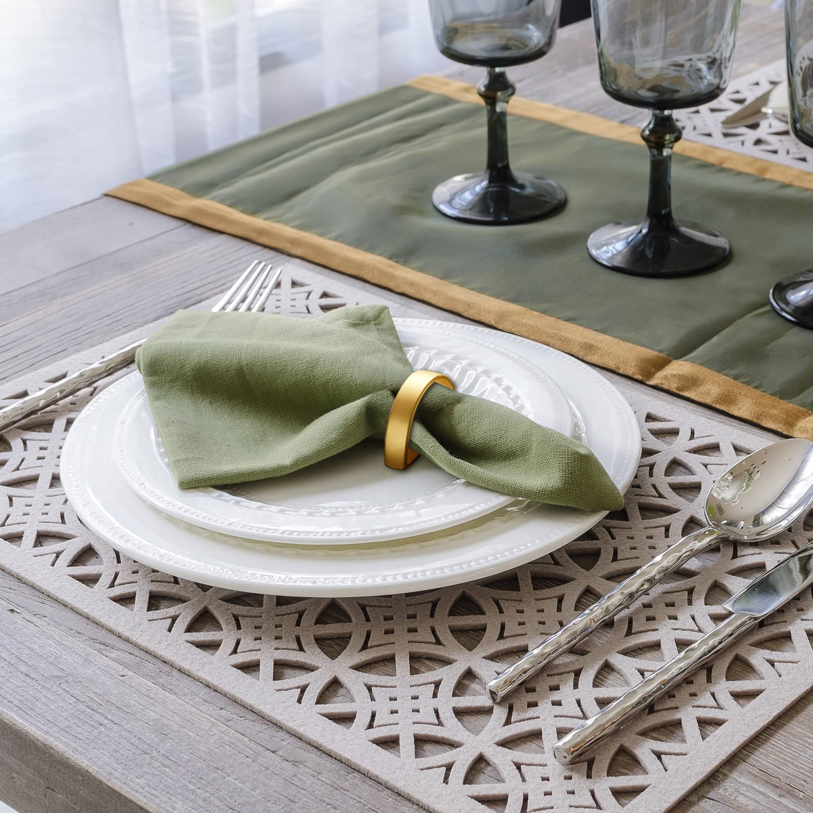 CHENGU servilletero semicircular oro mate empaque para almacenamiento