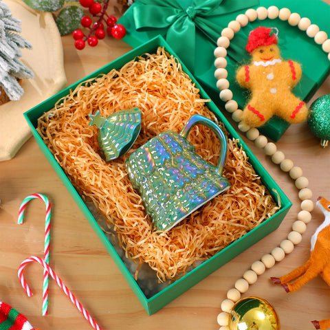 CHENGU taza cerámica árbol Navidad, diseño elegante para la mesa festiva.