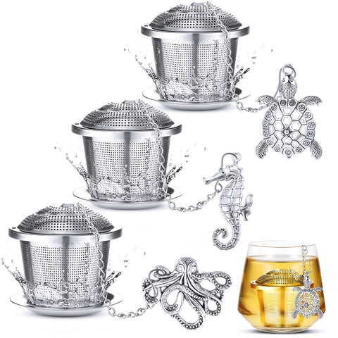 CHENGU infusor con colgante caballito de mar, filtrado fino para infusiones limpias.