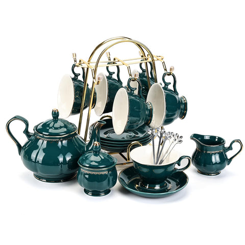 CHENP.HMC juego-te-porcelana-22-piezas tazas y platillos, ideal para té diario