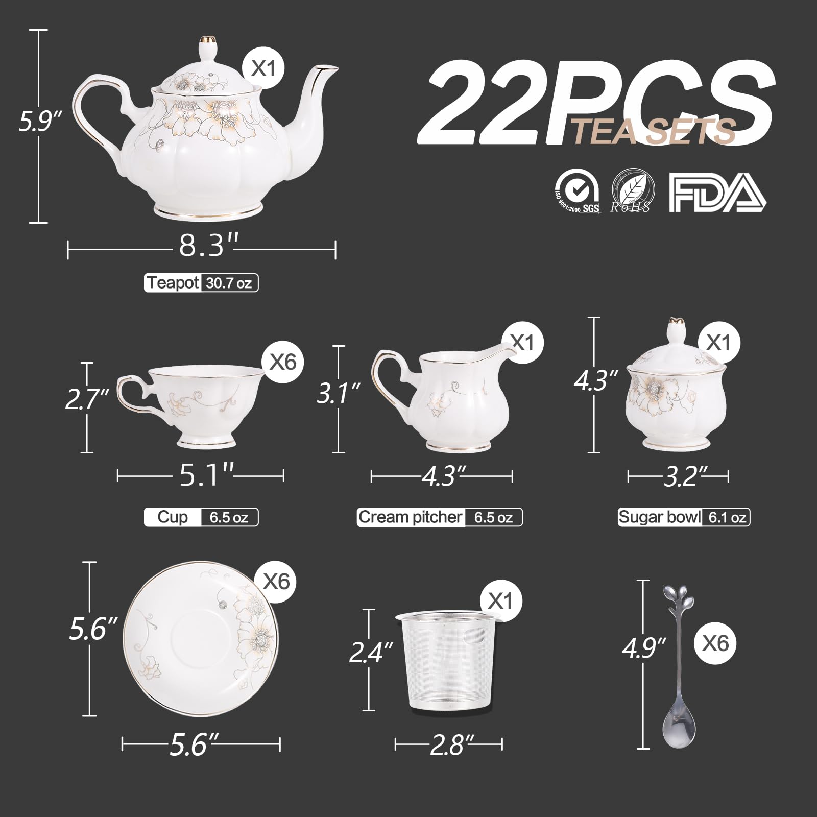 CHENP.HMC Platillos brillantes para presentar el té en la mesa