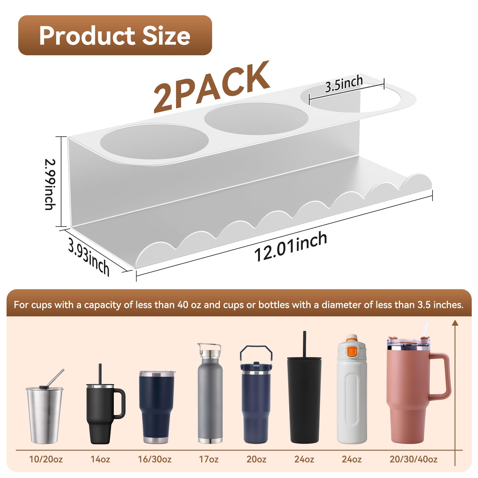 Diseño de tres ranuras optimiza almacenamiento de tazas y botellas