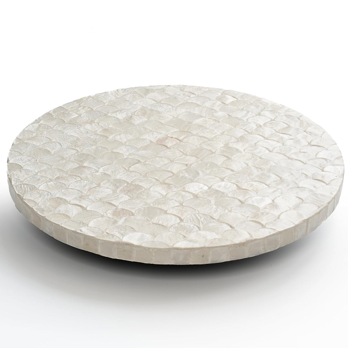 Chi An Home Lazy Susan capiz blanco con incrustación de perla para decoración elegante