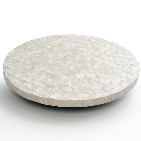 Chi An Home Lazy Susan capiz blanco con incrustación de perla para decoración elegante