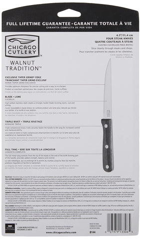 Chicago Cutlery B144 hoja acero inoxidable, filo estable para cortes limpios.