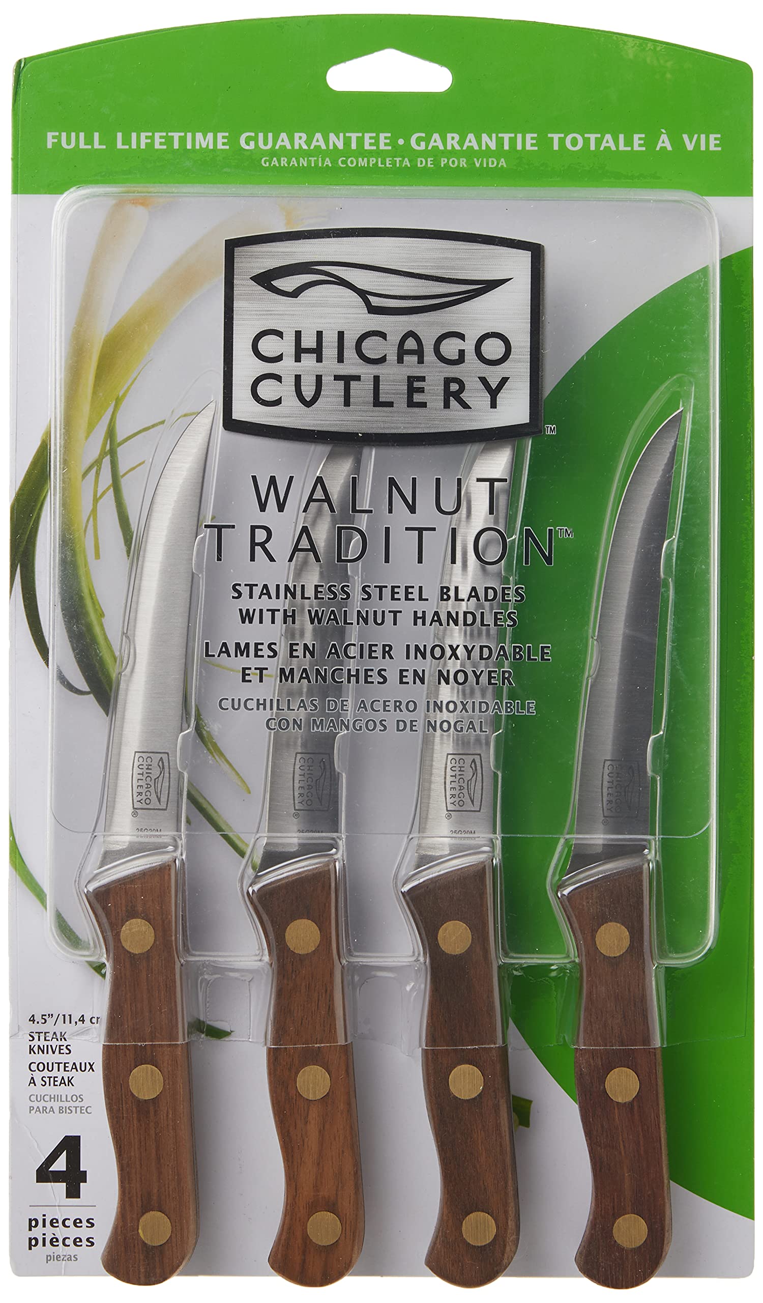 Chicago Cutlery B144 mango nogal, agarre cómodo para cada bocado.