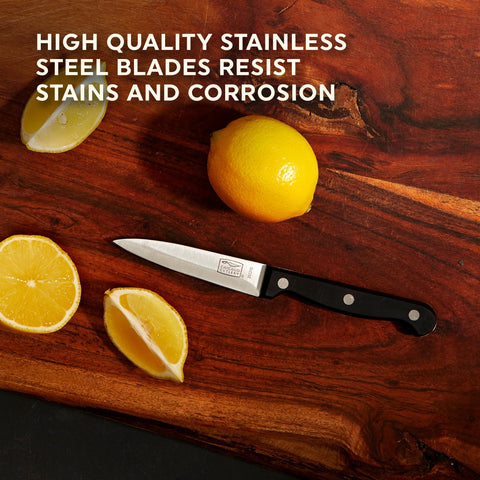 Cuchillo utilitario serrado Chicago Cutlery de 4,75 pulgadas para pan y frutas.