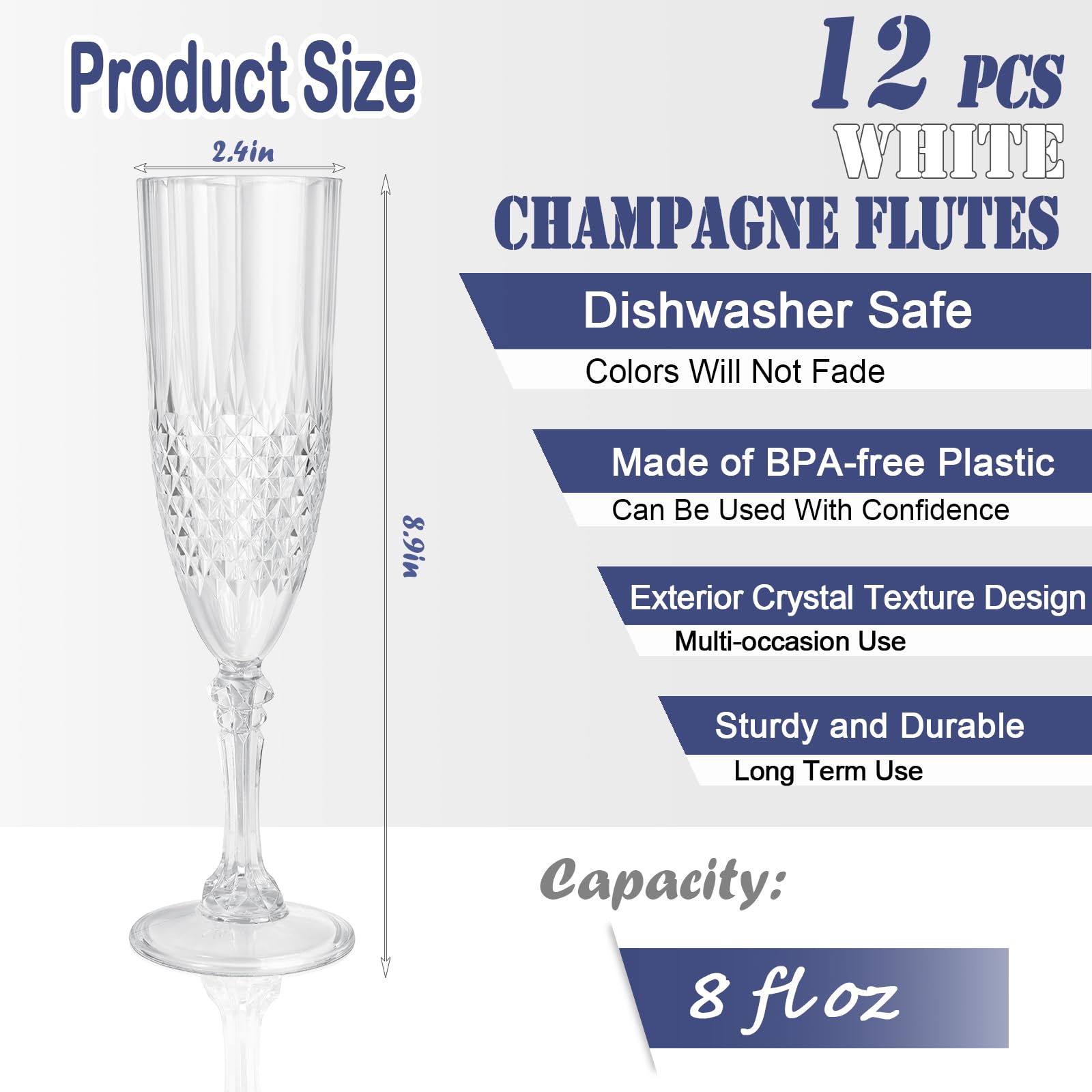 CHICERA copa champagne plástico, borde brillante, realza el brillo de la bebida