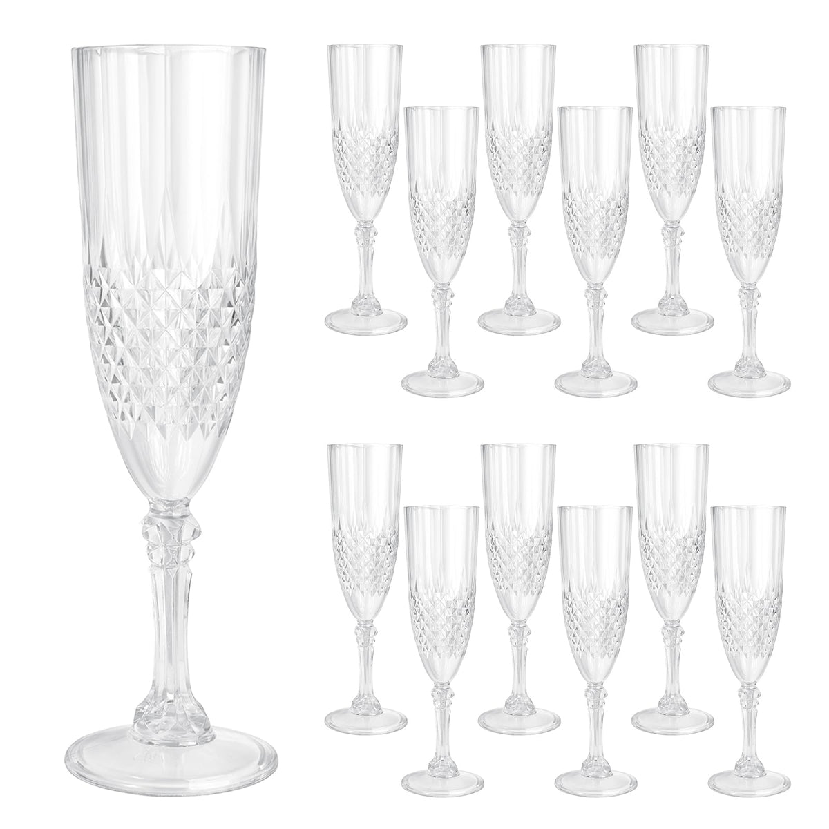 CHICERA copas de champagne de plástico blancas con diseño cristal, ideales para bodas